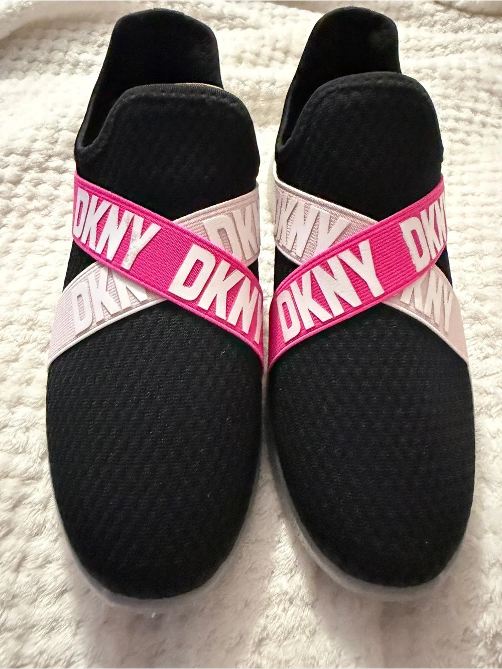 Girls Slip On DKNY Black/Pink Sneakers